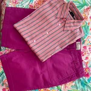 JCrew Bermuda shorts and RL striped Shirt
